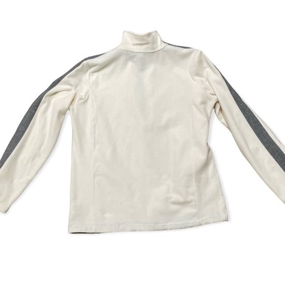 Eddie Bauer Pullover Fleece White and Gray 1/4 Zip Soft Size Large Front Pockets - Picture 2 of 5